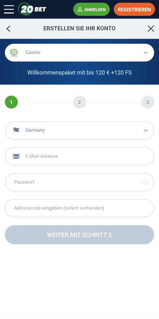 20Bet online casino registrieren mobile vorschau