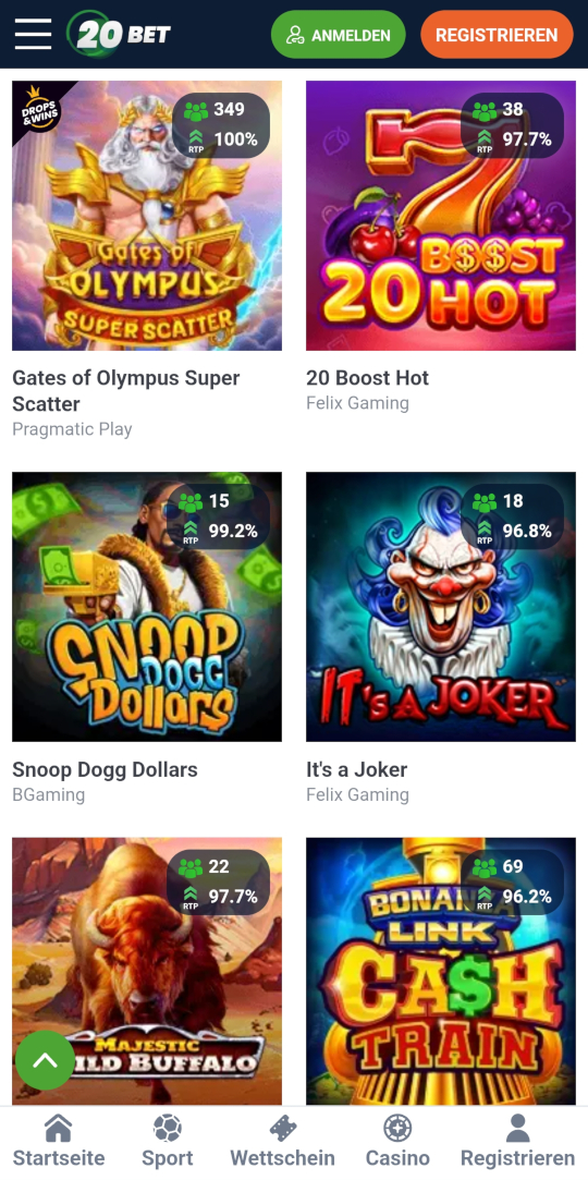 20Bet online casino top spielen mobile vorschau