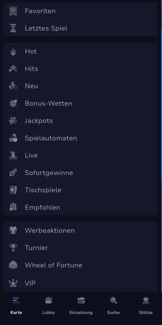 7Bit online casino seitenleistenmenu mobile vorschau