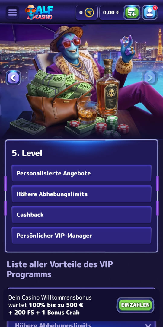 Alf online casino VIP programm mobile vorschau