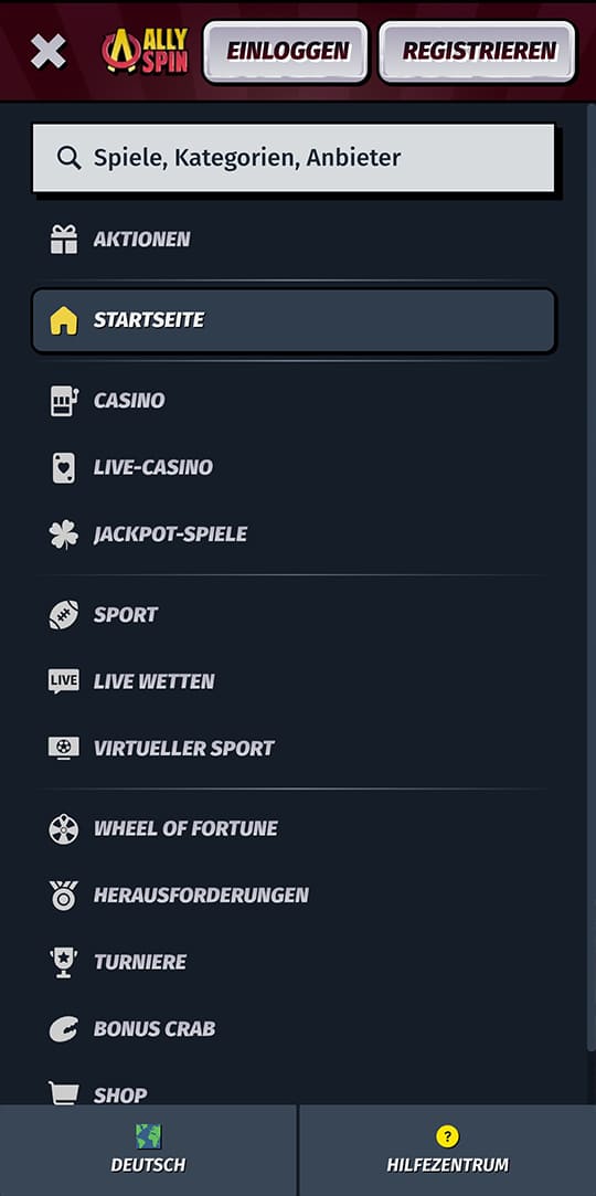 Allyspin online casino seitenleistenmenu mobile vorschau