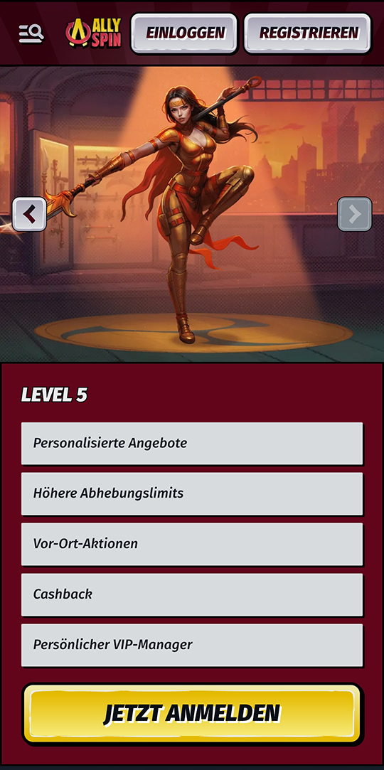 AllySpin online casino VIP programm mobile vorschau