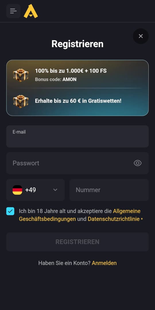 Amonbet online casino registrieren mobile vorschau