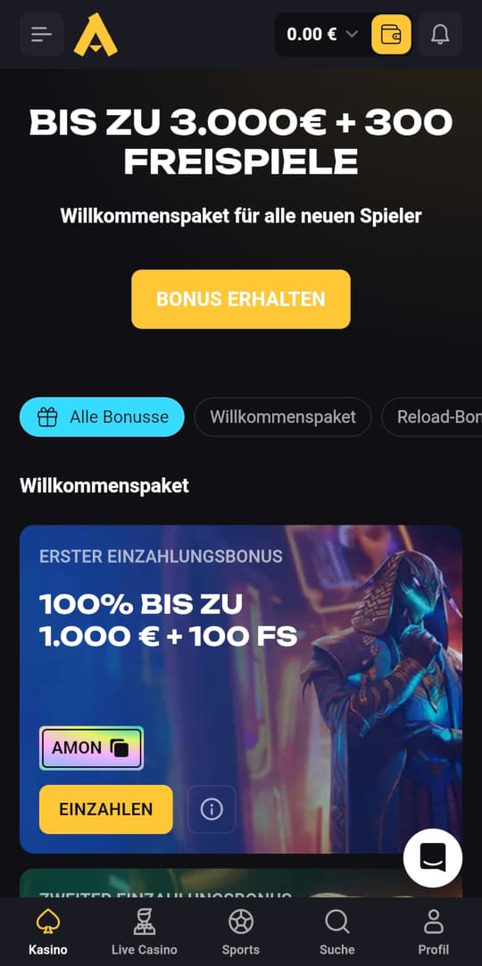 Amonbet online casino willkommensbonus mobile vorschau