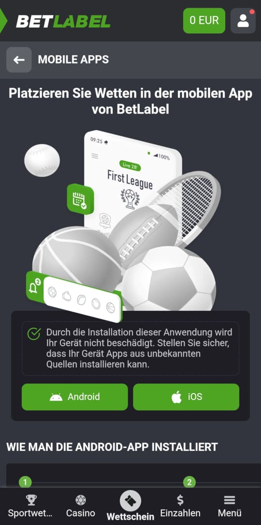 BetLabel online casino app mobile vorschau