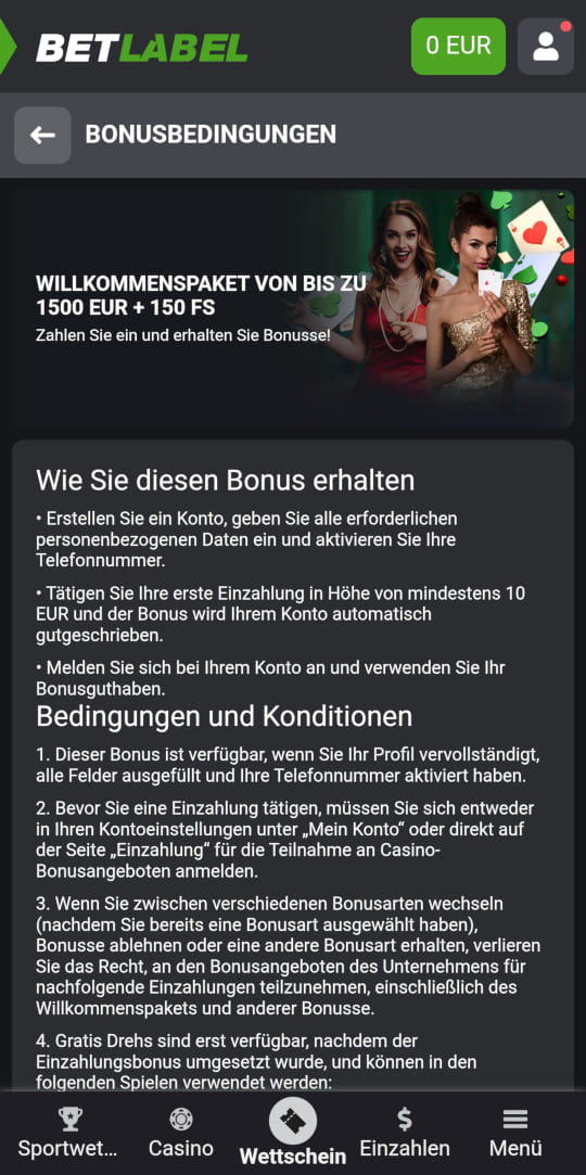 BetLabel online casino willkommensbonus mobile vorschau