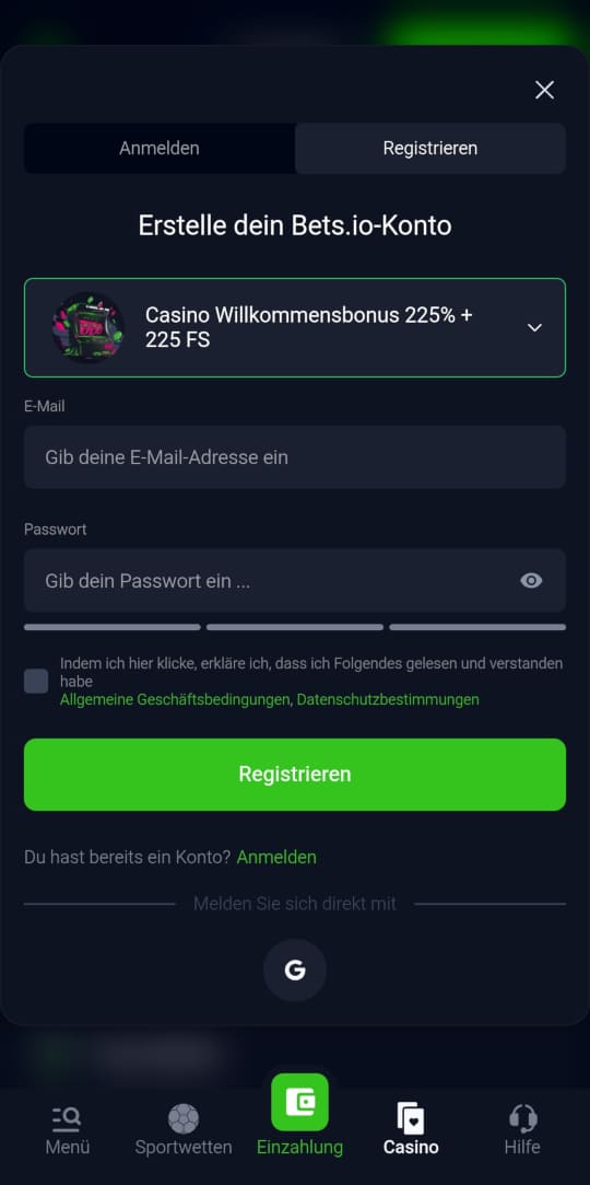 Bets.io online casino registrieren mobile vorschau