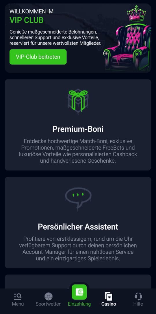 Bets.io online casino VIP programm mobile vorschau