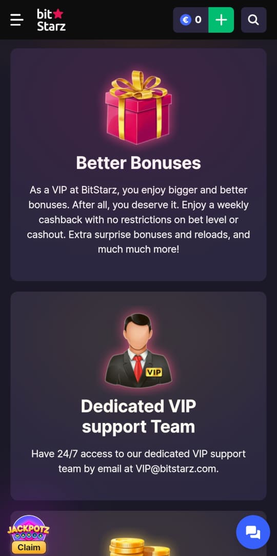 BitStarz online casino VIP programm mobile vorschau