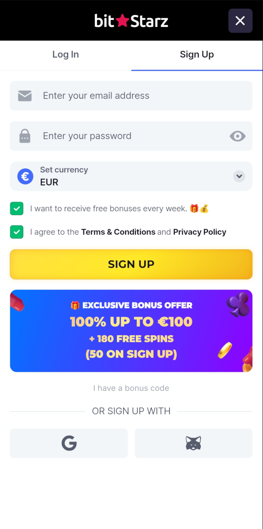 Bitstarz online casino registrieren mobile vorschau