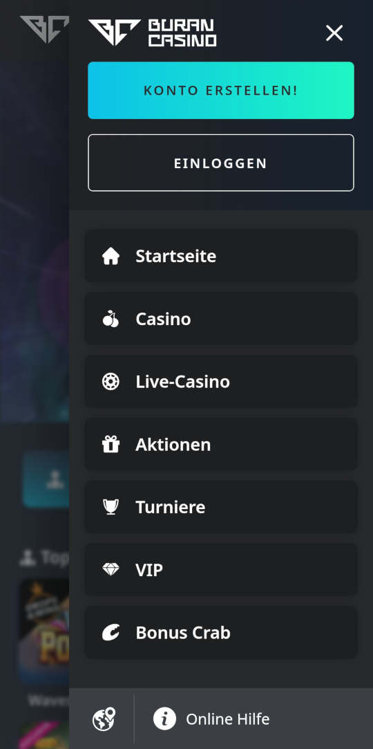 Buran online casino seitenleistenmenu mobile vorschau