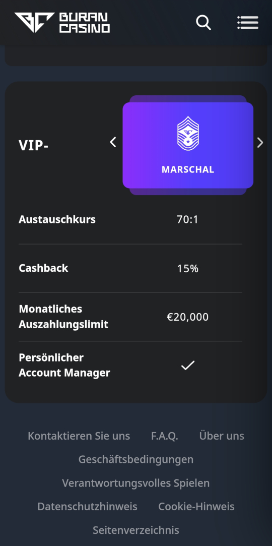 Buran online casino VIP programm mobile vorschau