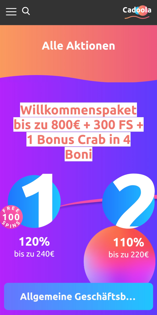 Cadoola online casino willkommensbonus mobile vorschau