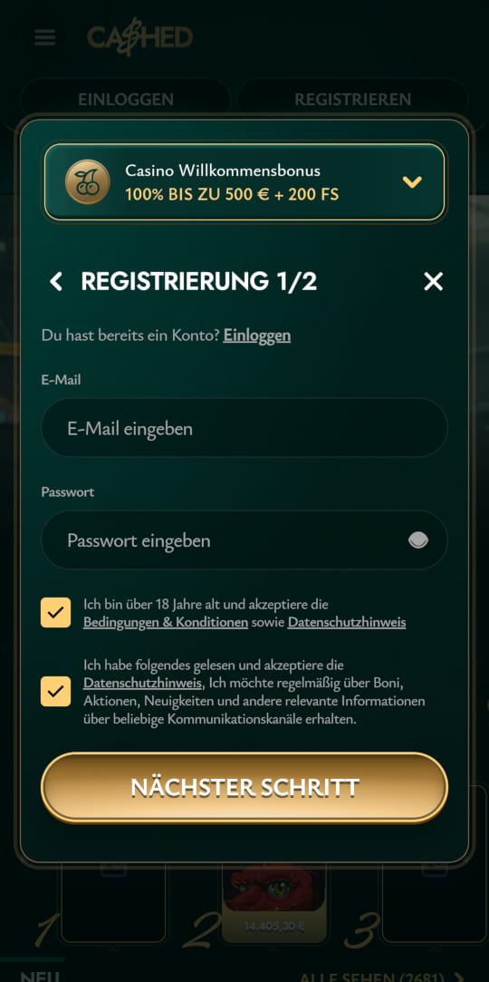 Cashed online casino registrieren mobile vorschau