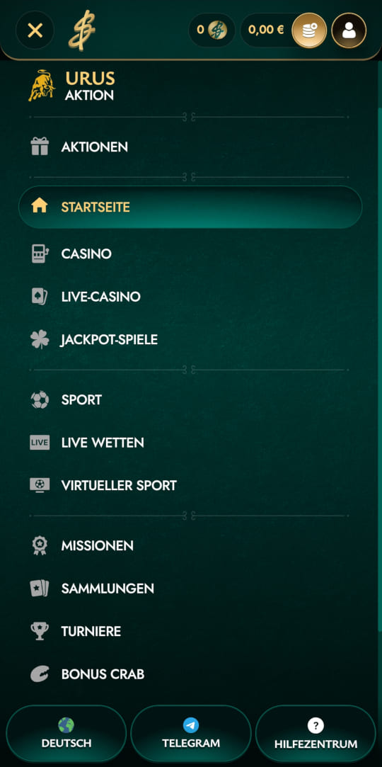 Cashed online casino seitenleistenmenu mobile vorschau