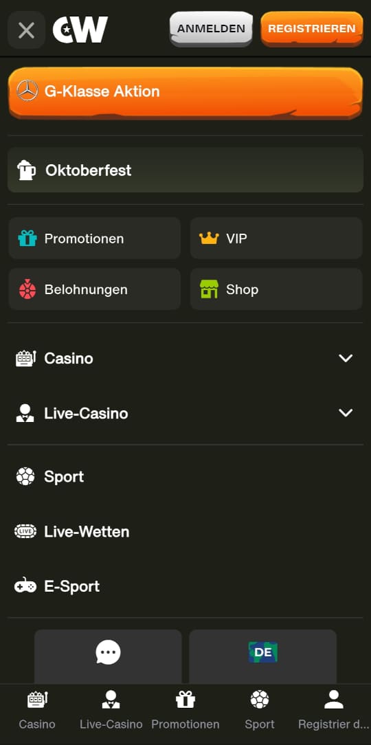 Cashwin online casino seitenleistenmenu mobile vorschau
