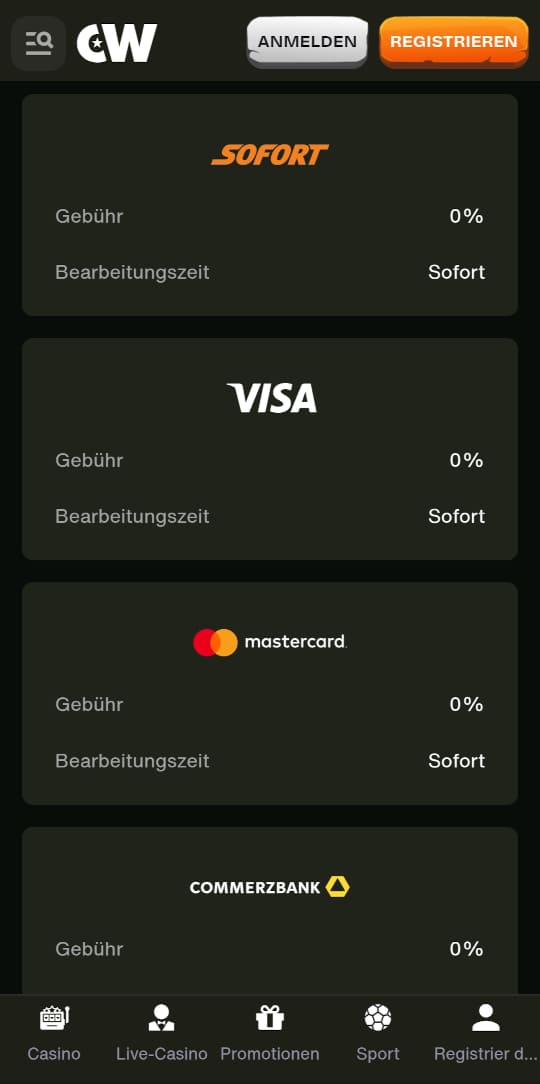 Cashwin online casino zahlungen mobile vorschau