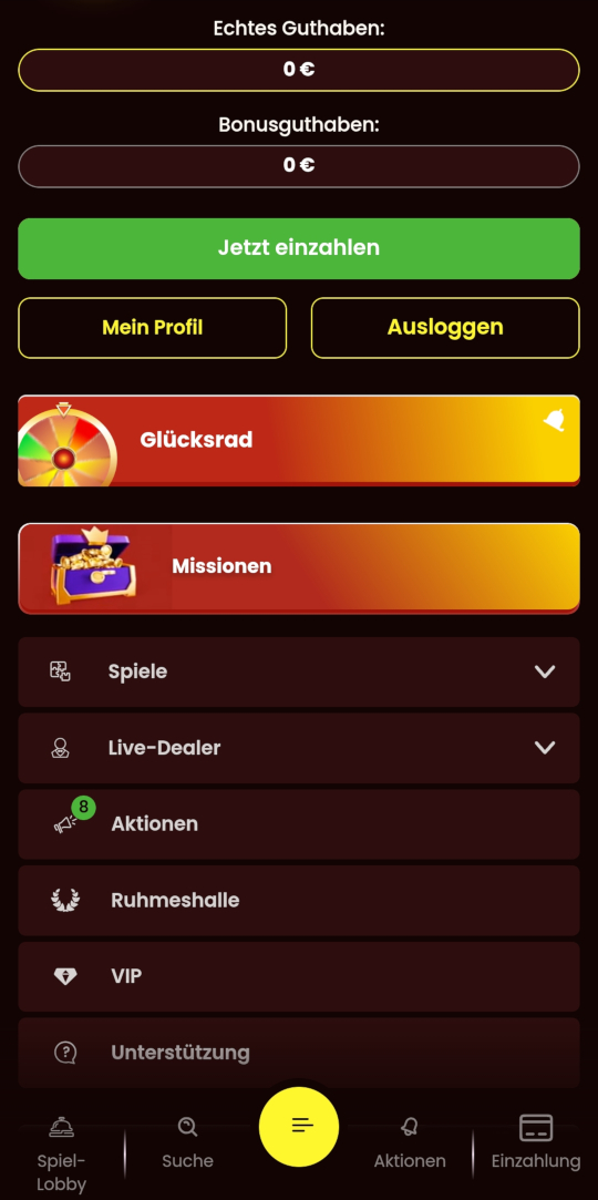 DragonSlots online casino seitenleistenmenu mobile vorschau