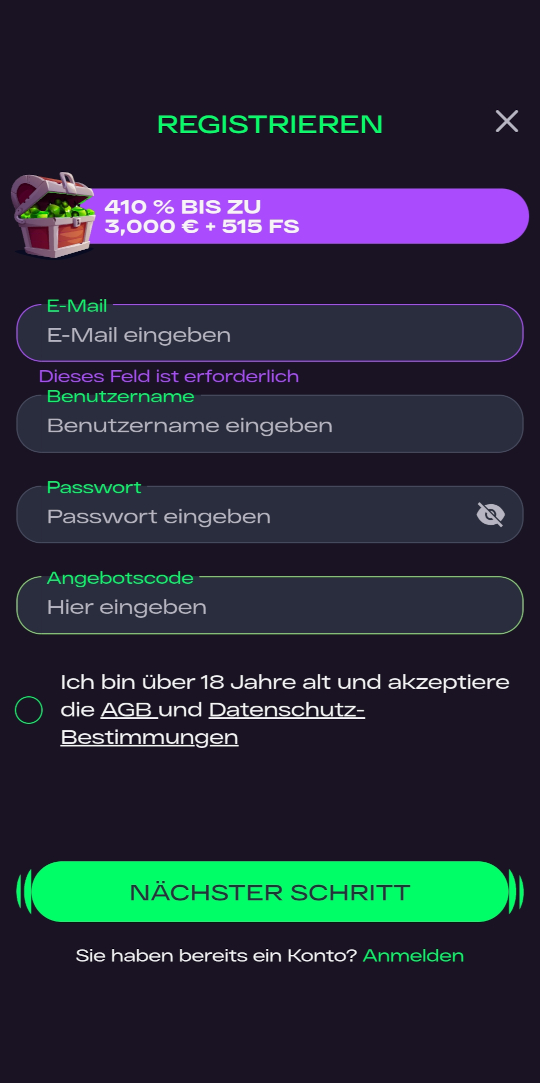 GlitchSpin online casino registrieren mobile vorschau