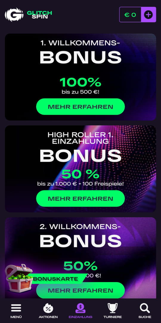 GlitchSpin online casino willkommensbonus mobile vorschau