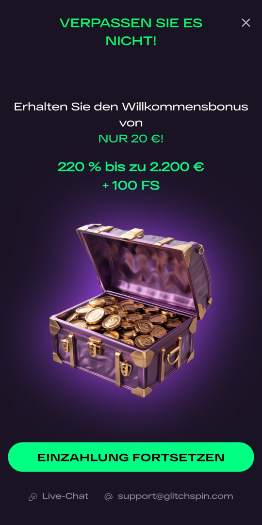 GlitchSpin online casino willkommensbonus mobile vorschau
