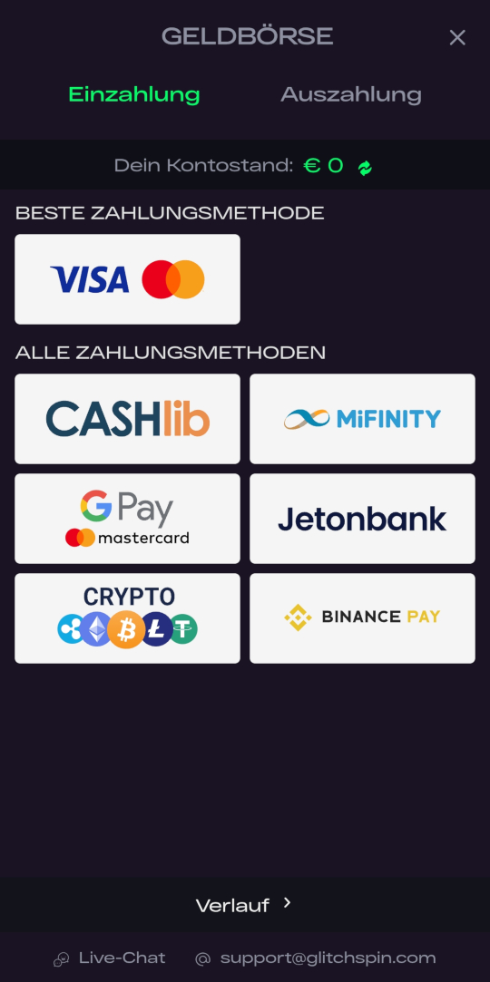 GlitchSpin online casino zahlungen mobile vorschau