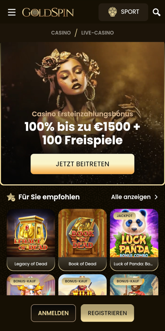 GoldSpin online casino willkommensbonus mobile vorschau