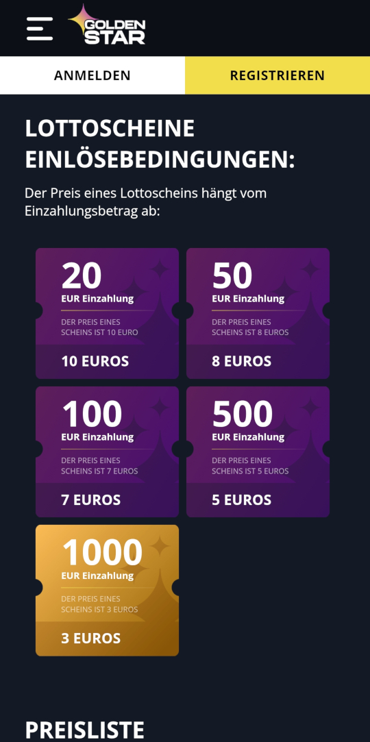 Golden Star online casino lotterie mobile vorschau