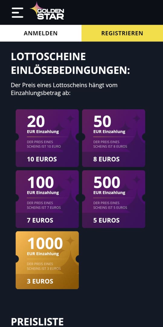 Golden Star online casino lotterie mobile vorschau