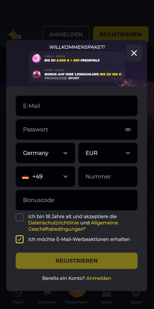 Golden Star online casino registrieren mobile vorschau