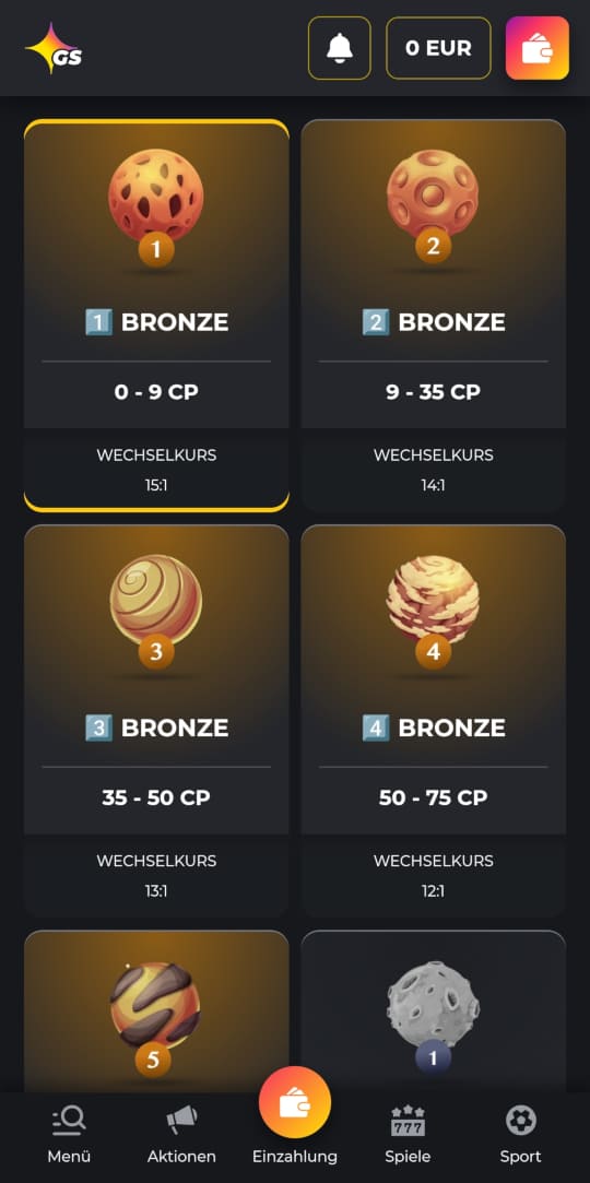 Golden Star online casino VIP programm mobile vorschau