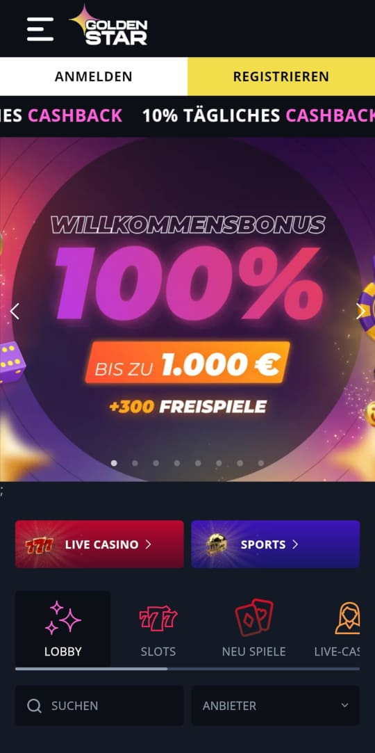 Golden Star online casino willkommensbonus mobile vorschau