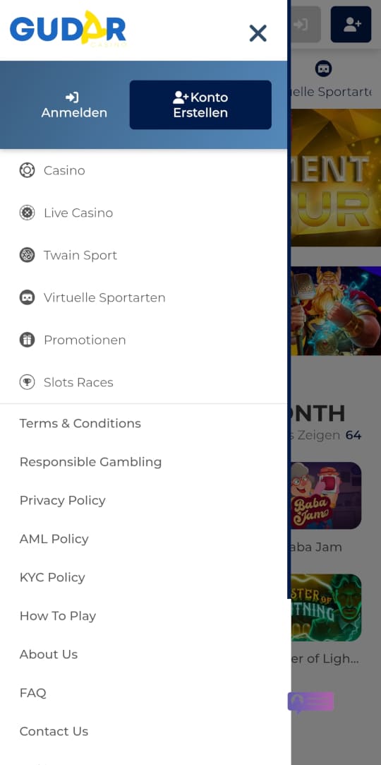 Gudar online casino seitenleistenmenu mobile vorschau