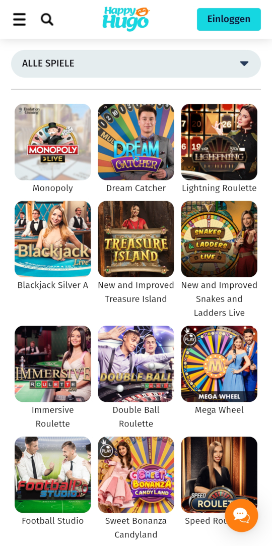 HappyHugo online casino live casino mobile vorschau
