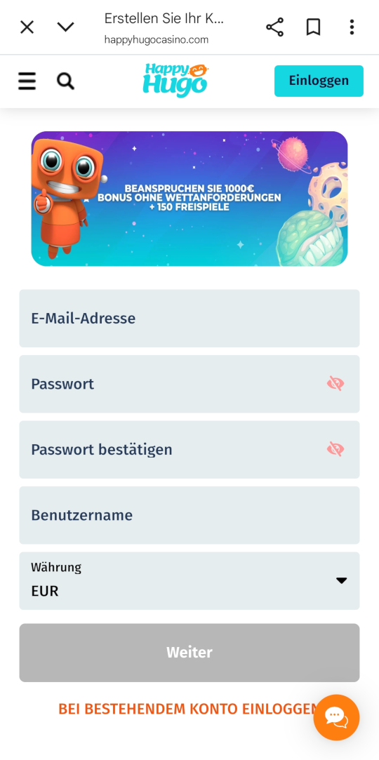 HappyHugo online casino registrieren mobile vorschau