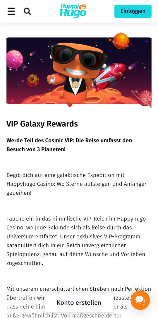 HappyHugo online casino VIP programm mobile vorschau