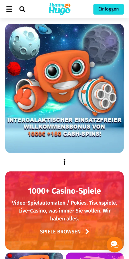HappyHugo online casino willkommensbonus mobile vorschau
