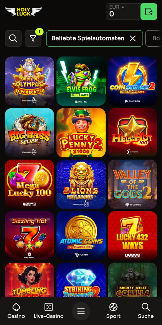 HolyLuck online casino top spielen mobile vorschau