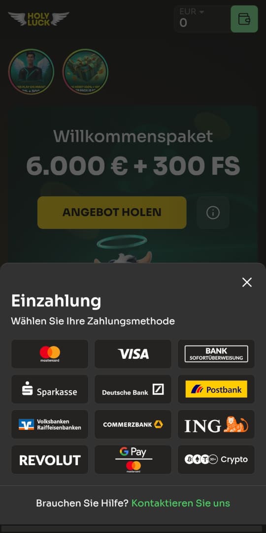 HolyLuck online casino zahlungen mobile vorschau