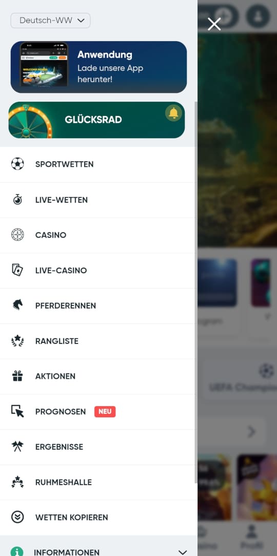 Ivibet online casino seitenleistenmenu mobile vorschau