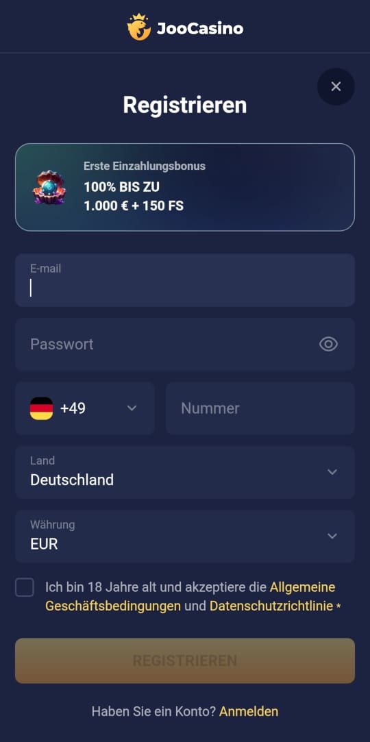 Joo Casino online casino registrieren mobile vorschau
