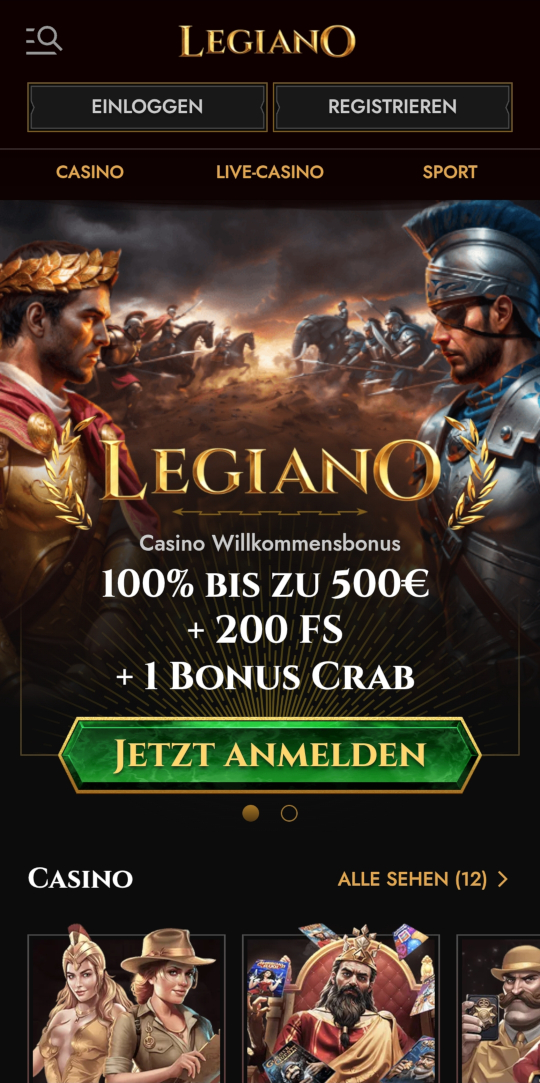 Legiano online casino willkommensbonus mobile vorschau