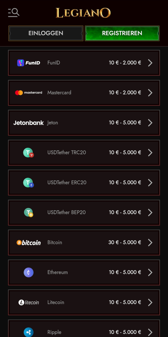 Legiano online casino zahlungen mobile vorschau