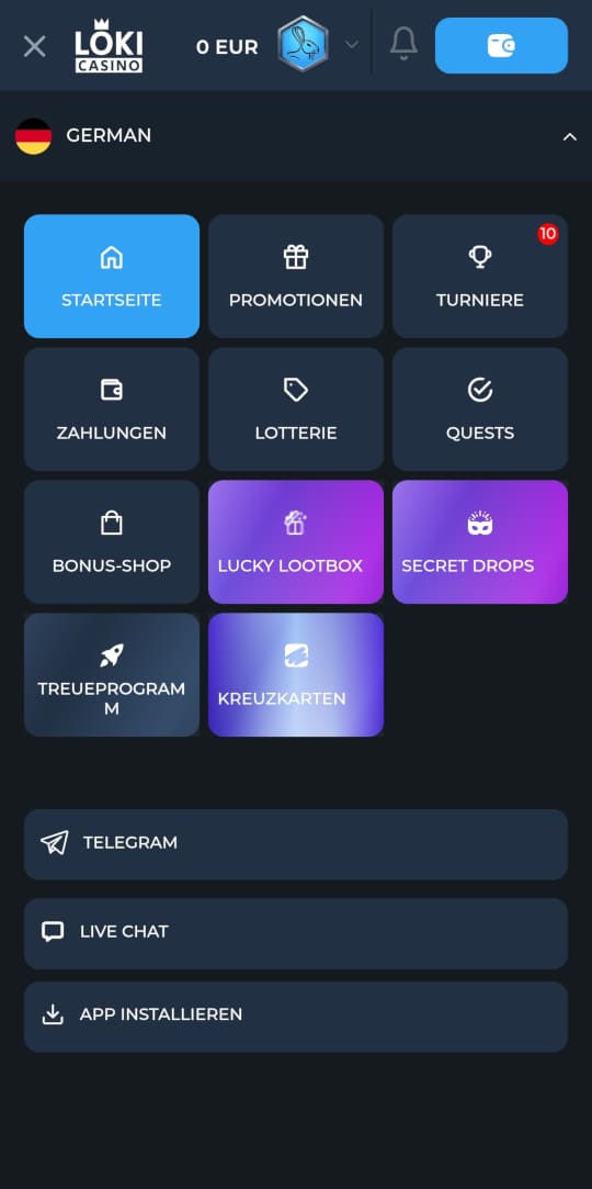 Loki online casino seitenleistenmenu mobile vorschau