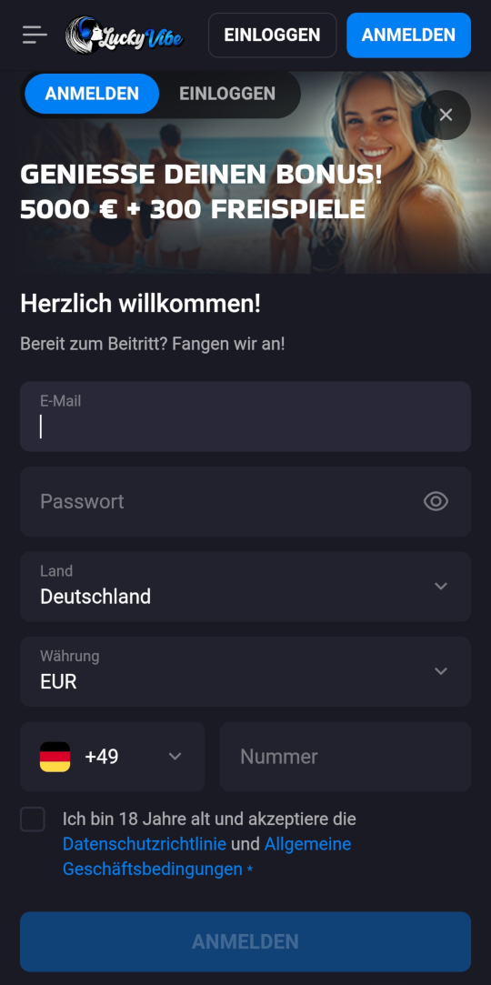 LuckyVibe online casino registrieren mobile vorschau