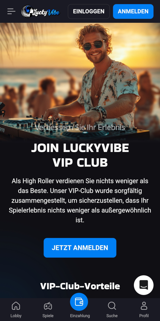 LuckyVibe online casino VIP programm mobile vorschau