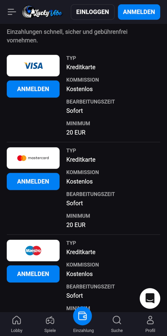 LuckyVibe online casino zahlungen mobile vorschau