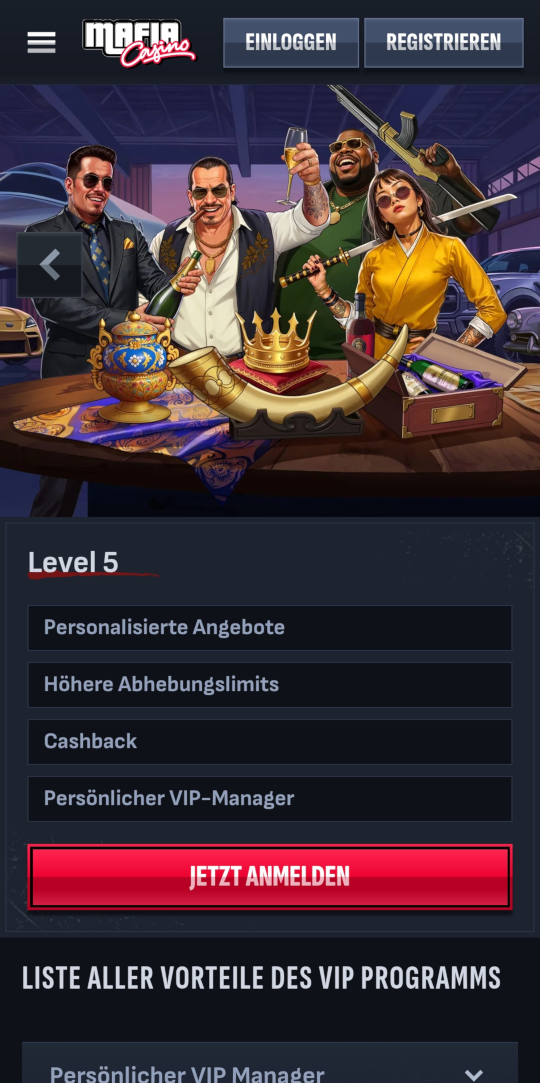 Mafia online casino VIP programm mobile vorschau
