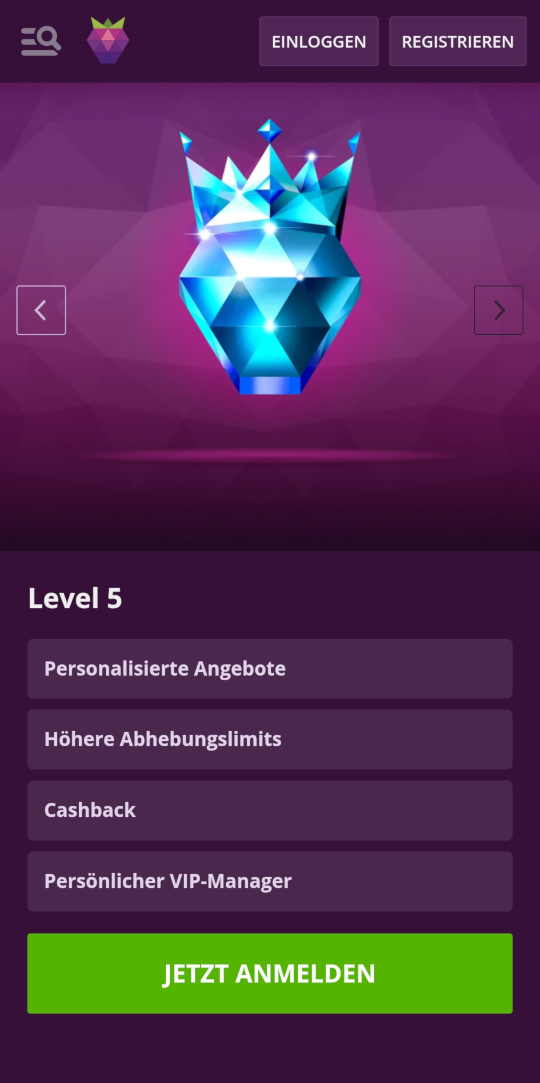 Malina online casino VIP programm mobile vorschau
