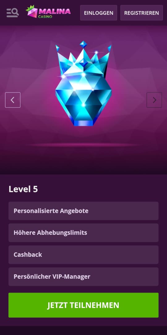 Malina online casino VIP programm mobile vorschau